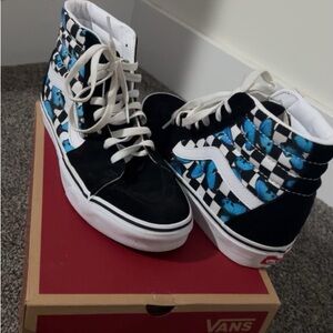 VANS Off The Wall SK8-Hi Butterfly Checkerboard Skate Shoe Unisex Size 8.5 Women